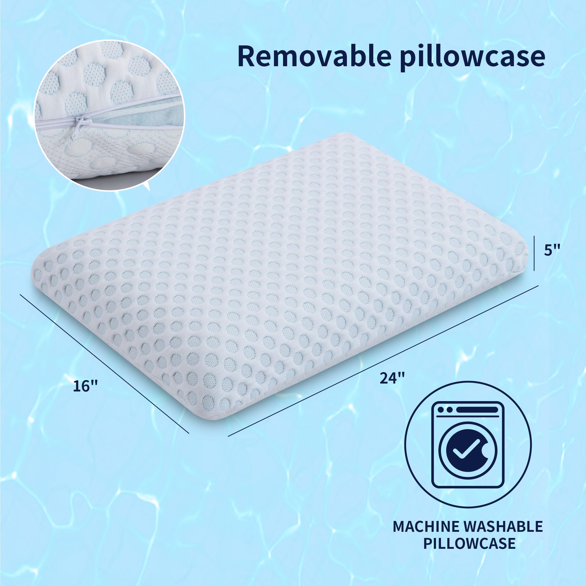 Hcore Gel Memory Foam Pillows 2 Pack Firm Pillow Dual-Sided Cooling & Cozy Washable Cover for All Seasons Ventilated Breathable Foam Pillow for Sleeping- CertiPUR-US - 2 Pack Standard