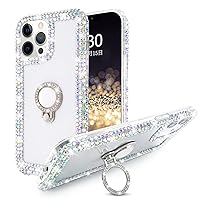 Bonitec iPhone 14 Pro Max Glitter Case for Women - Cute Ring Stand, Bling Crystal Diamond Bumper Cover