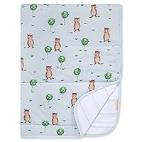 Burts Bees Baby Infant Reversible Blankets 100% Organic Cotton GOTS Certified - Storybook Bear Prints with Quilting Pattern Soft Nursery Blanket with 100% Polyester Fill for Size 30 x 40 Inch