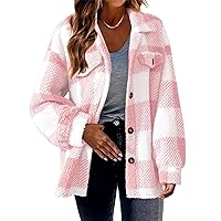 todays deals in - prime clearance Plaid Shacket Jacket Women Casual Wool Blend Button Down Shirts Winter Xmas Gifts Boyfriend Flannel Outfits Warm Coats