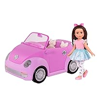 Glitter Girls – Purple Convertible Car & 14-inch Poseable Doll Candice – Rolling Wheels, Opening Doors, Trunk & Interior Storage – Toys, Clothes, and Accessories for Ages 3+