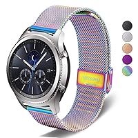Bands Compatible with Galaxy Watch 46mm / Galaxy Watch 3 45mm, 22mm Stainless Steel Metal Mesh Replacement Strap for Samsung Gear S3 Frontier/Classic Women Men (Rainbow)