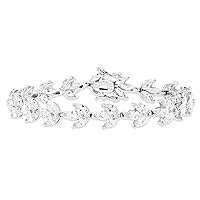 DECADENCE Sterling Silver Rhodium Marquise Cubic Zirconia Flower 7.25