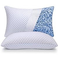 OSBED Shredded Memory Foam Pillows Queen Size Set of 2, Cooling Pillows for Sleeping 2 Pack, Adjustable Loft Bed Firm or Soft Pillows for Side, Back, Stomach, Hot Sleepers (20
