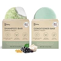 Shampoo & Conditioner Bar Set - Promote Growth, Strengthen & Volumize All Hair Types - Paraben & Sulfate Free formula with Natural Ingredients for Dry Hair (Simple Fresh)