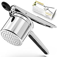 Potato Ricer, Ricer For Mashed Potatoes, Large 15oz Heavy Duty Potato Ricer Stainless Steel Make Fluffy Mashed Potatoes, Fixed Ricer Disc Potato Masher Without Messy, With Silicone Handle