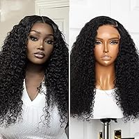 13x4 Deep Wave Lace Front Wig Human Hair 200% Density Wet And Wavy Wigs For Women Pre Plucked Brazilian Remy Hair Bleached Knots Glueless Wig HD Transparent Curly Lace Frontal Wigs 22Inch