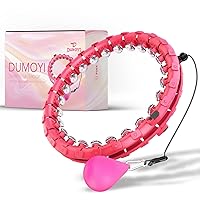 Dumoyi Smart Weighted Fit Hoop for Adults Weight Loss, 24 Detachable Knots, 2 in 1 Adomen Fitness Massage, Great for Adults and Beginners (Pink- Silver)