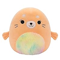 Squishmallows Original 8-Inch Romy Peach Seal with Tie-Dye Belly - Official Jazwares Plush