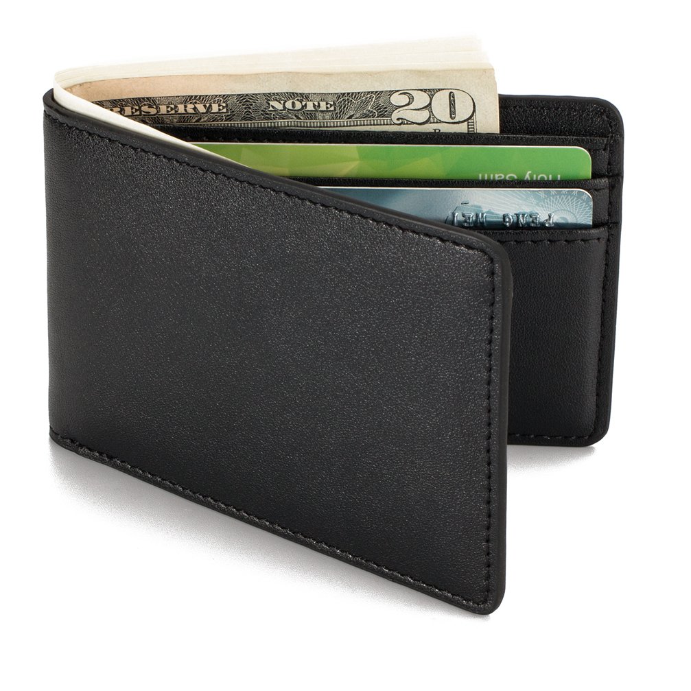 Mens Slim Front Pocket Wallet ID Window Card Case with RFID Blocking