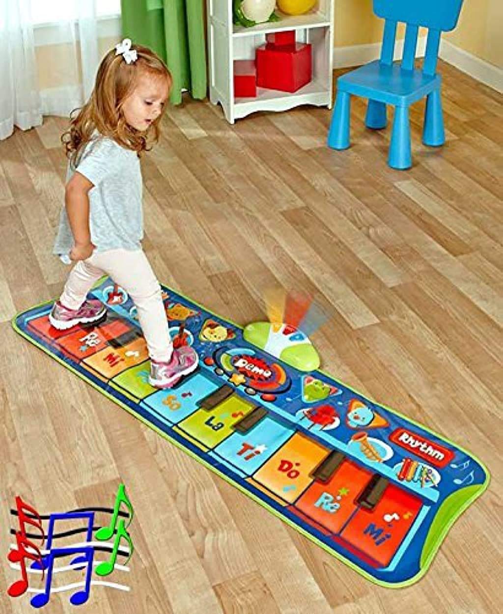 Fun Step-to-Play Junior Battery Operated Piano Mat with Flashing Lights and 20 Demo Songs for Kids Ages 2+