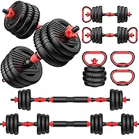 Adjustable dumbbell set, 20/35/55/70lbs Free Weights set with upgraded nut, 4 in 1 Weight Set Used as Kettlebells, Barbell, Push up Stand, Fitness Exercise for Home Gym Suitable Men/Women