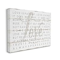 Stupell Industries Love Is Patient Grey on White Planked Look Canvas Wall Art Design By Jennifer Pugh