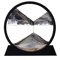 3D Deep Sea Moving Sand Art,Relaxing Kinetic Sandscape Art Table Desk Top to Decor for Any Home, Office Desktop, Mantle,Bookshelf Making It Ideal for Any Setting (7inches, Black)