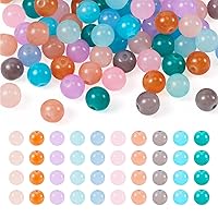 Pandahall 200pcs 8mm Round Imitation Jade Beads Multicolor Glass Spacer Beads Small Waist Craft Beads for Jewelry Making Bracelets Necklaces Earrings DIY Mixed Color