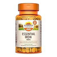 Sundown Essential Iron 65 mg, Ferrous Sulfate, Supports Red Blood Cell Production, 120 Tablets (Packaging May Vary)