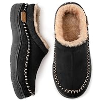 Zigzagger Men's Slip On Moccasin Slippers, Indoor/Outdoor Warm Fuzzy Comfy House Shoes, Fluffy Wide Loafer Slippers