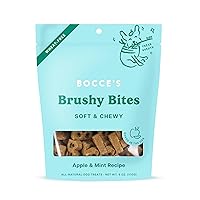 Bocce's Bakery Dailies Brushy Bites Dog Treats for Wellness Support, Wheat-Free Dog Treats, Made with Real Ingredients, Baked in The USA, All-Natural Soft & Chewy, Apple & Mint Recipe, 6 oz