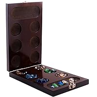Mancala Board Game Set by GrowUpSmart with Dark Folding Wooden Board + Beautiful Multi Color Glass Beads - Smart tactical game for kids and adults - Easy to store Travel Size [Unfolds to 17.13 inches]