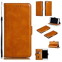 Flip Case Cover Phone Wallet Case for Huawei P8 Lite,Premium Vintage PU Leather Wallet Case with Kickstand Wrist Strap Card Holder Slots TPU Shockproof Flip Magnetic Cover Phone Back Cover