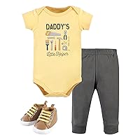 Hudson Baby Unisex Baby Cotton Bodysuit, Pant and Shoe Set, Construction Work Short Sleeve, Newborn