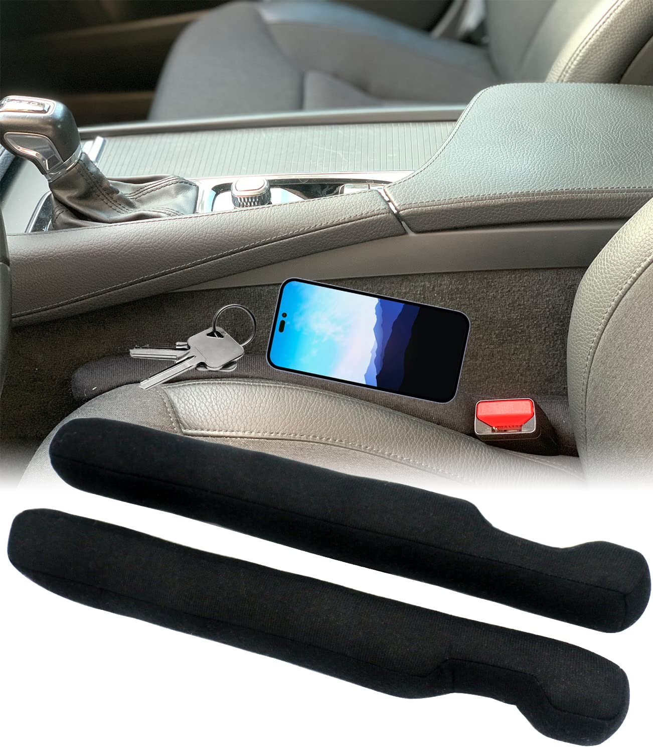 YLXGT Car Seat Gap Filler Universal for Car SUV Truck Fit Organizer Fill The Gap Between Seat and Console Stop Things from Dropping Black 2Pcs