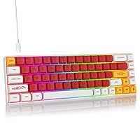 Fogruaden Wired 60 Percent Mechanical Keyboard,RGB Backlit Ultra-Compact 65% Layout 68 Keys Gaming Keyboard with Stand-Alone Arrow/Control Keys (Space-Red Switch)