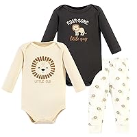 Hudson Baby Unisex Baby Unisex Baby Cotton Bodysuit and Pant Set, Brave Lion, Newborn