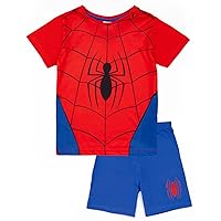 Marvel Spiderman Boys Pyjama Set | Kids Red & Blue T-Shirt & Shorts PJs Loungewear | Superhero Suit Pajama Nightwear Gift Set