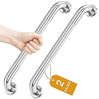 FANHAO 2 Pack Shower Grab Bar, 16 Inch Stainless Steel Bathroom Grab Bar with Anti-Slip Knurled Grip, Heavy Duty Shower Handle Bath Handle, Safety Bars for Elderly or Handicapped (Polished)