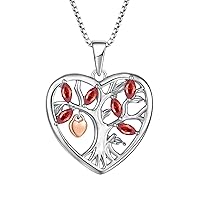 YL Tree of Life and Padlock Necklace 925 Sterling Silver cut 12 Birthstone Cubic Zirconia Family Tree Pendant Neckalce Jewellery Gifts for Women Wife Girlfriend