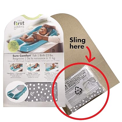 The First Years Sure Comfort Deluxe Adjustable Baby Bathtub - Baby Tubs For Infants to Toddler - Includes Infant Bath Sling - Aqua