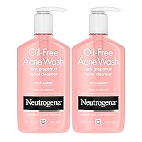 Oil-Free Pink Grapefruit Pore Cleansing Acne Wash and Daily Liquid Facial Cleanser with 2% Salicylic Acid Acne Medicine and Vitamin C, Twin Pack, 2 x 9.1 fl. Oz