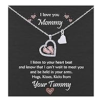 New Mommy Gift From Tummy for Mom to Be Necklace 1st Mother's Day Pregnancy Baby Shower Push Present First Time Expecting Mama pregnant wife daughter in law sister