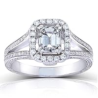 Kobelli Emerald-cut Diamond Engagement Ring 1 3/4 Carat (ctw) in 18k White Gold (Certified)