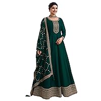 Engagement Ceremony Wear Long Heavy Embroidery Work Anarkali Gown Dupatta Suits