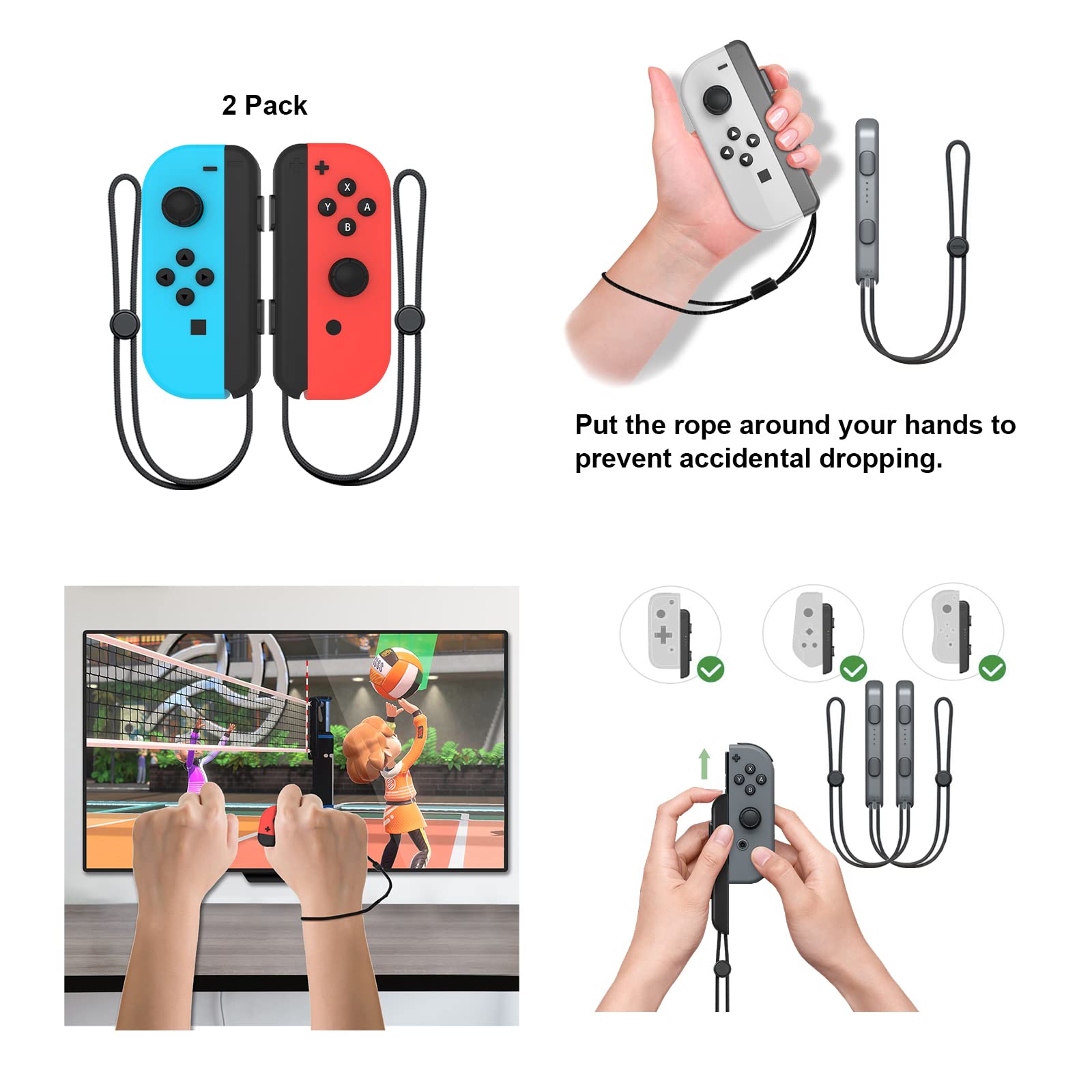 JDDWIN Switch Accessories Bundle:9 IN 1 Nintendo Switch Sports Game Accessories kit for Switch/Switch OLED Tennis Rackets,Hand Straps,Sword,Joycon Grip for Mario Golf Super Rush and Leg Straps
