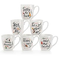 Jucoan Coffee Mugs Set of 6, 16 oz White Ceramic Coffee Mugs Tea Cups with Handles for Coffee, Milk, Tea, and Hot Cocoa