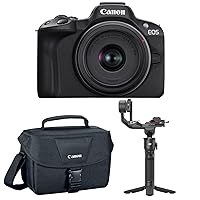 Canon EOS R50 Mirrorless Camera (Black) with 18-45mm Lens, High-Resolution Imaging, and 4K Video Capability Bundle with DJI RS 3 Mini Gimbal Stabilizer and Gadget Bag (Black) (3 Items)