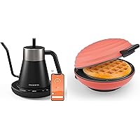 CROWNFUL Smart Electric Gooseneck Kettle with Variable Temperature Control & CROWNFUL Mini Waffle Maker Machine, 4