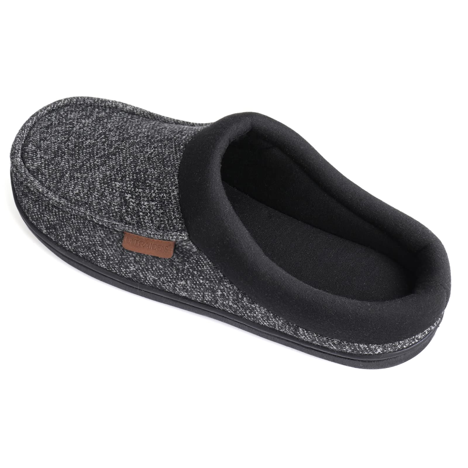 ULTRAIDEAS Men's Moccasin Slippers with Memory Foam Insole, Slip on House Slippers, Warm Faux Sherpa Lining House Shoes Clog with Nonslip Rubber Sole for Indoor & Outdoor