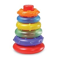 Infantino Rock 'n Rings, 6 Piece Baby Toy Stacker for Fine Motor and Hand-Eye Coordination, Multicolor, 6+ Months
