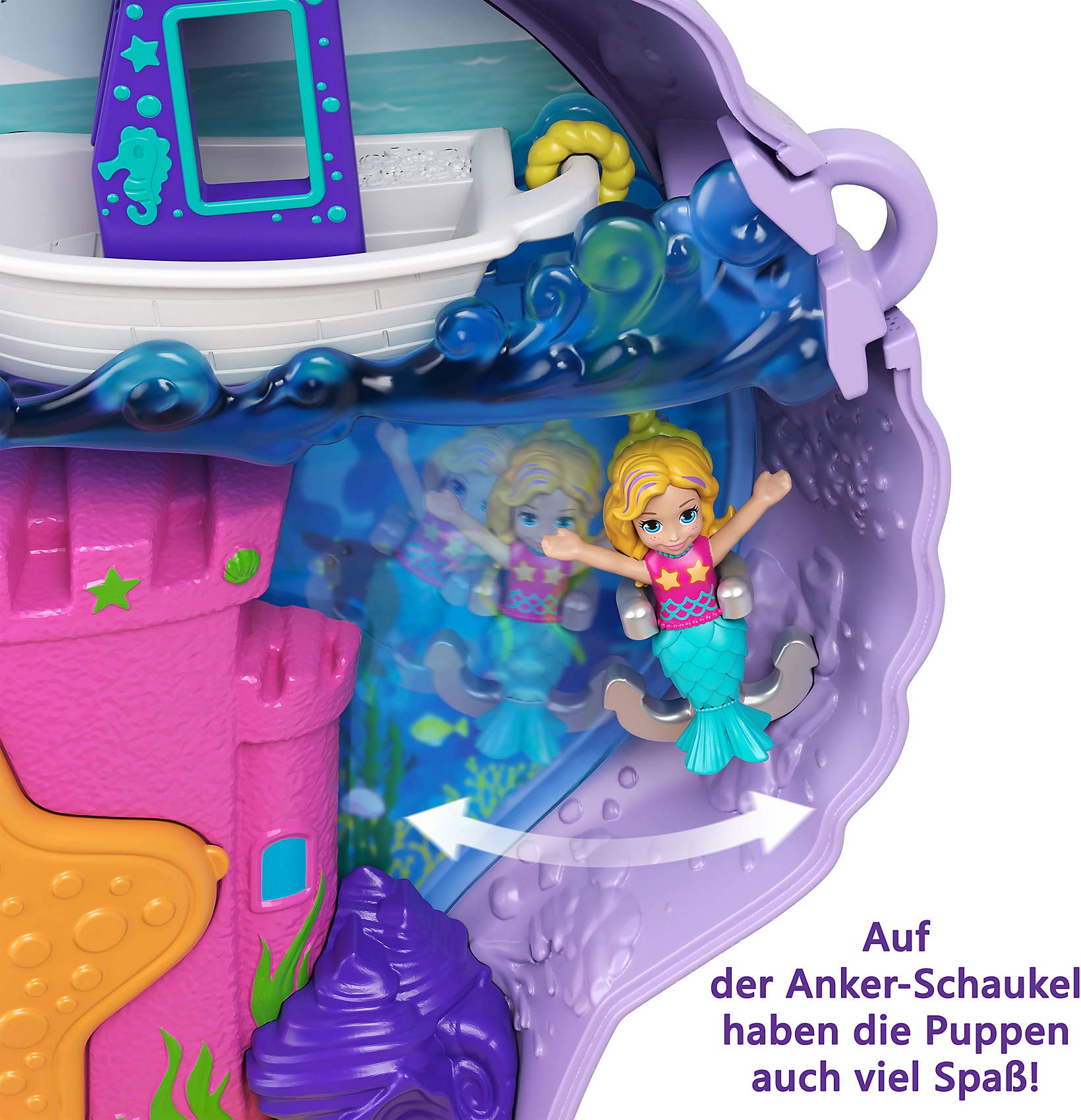 Polly Pocket Travel Toy with Micro Dolls & Accessories, Mermaid 2-In-1 Seashell Purse Playset (Amazon Exclusive)
