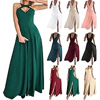 2022 Maxi Dresses for Women Solid Color Long Dress Elegant Flowy Cocktail Evening Dress Summer Party Prom Dresses
