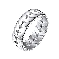 FindChic Wheat Ear Statement Rings for Women Men Stainless Steel Vine Leaves Stackable Knuckle Finger Rings Size 7 to 14 Anniversary Jewelry Gift, with Gift Box