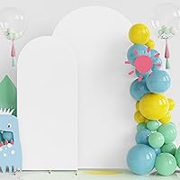 Fomcet Set of 2 Wedding Arch Cover 6FT, 7.2FT White 2-Sided Round Top Spandex Arch Backdrop Cover Fitted Fabric for Birthday Party Baby Shower Wedding Arch Stand Decoration