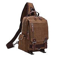 Fashion Canvas Outdoor Travel Crossbody Chest Bag Backpack coffee Single shoulder