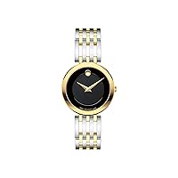 Movado Women's Esperanza 2-Tone Watch with Concave Dot Museum Dial, Silver/Gold/Black (Model 607053)