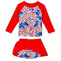 Idgreatim Girls Two Piece Swimsuit Long Sleeve Rash Guard Sets UPF+ 50 Beach Bathing Suit 3-10 Years