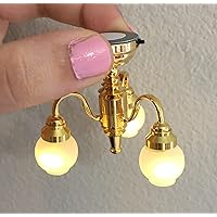 1:12 Scale Dollhouse Miniature Bedroom Living Room Chandelier LED Light Ceiling Light; High 3.5CM